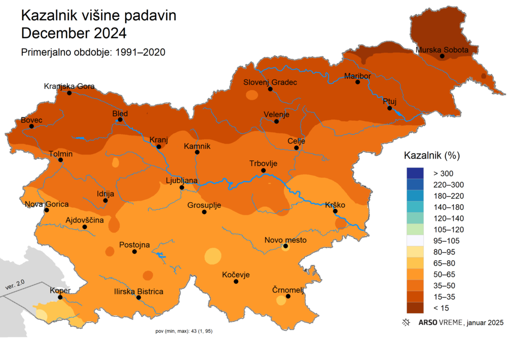 Višina padavin meseca decembra